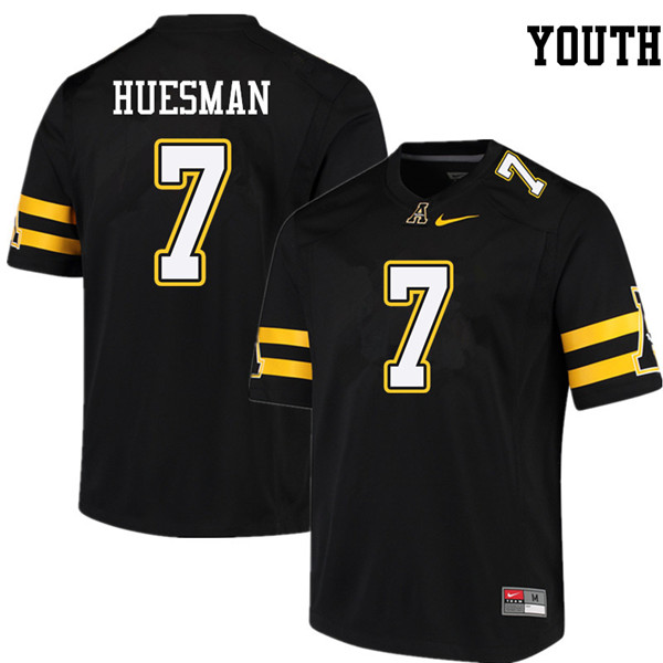 Youth #7 Jacob Huesman Appalachian State Mountaineers College Football Jerseys Sale-Black - Click Image to Close